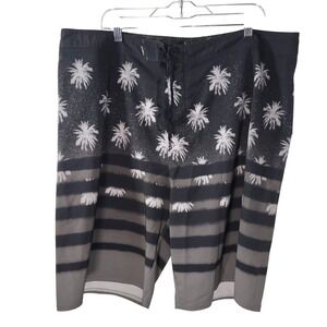 ONeill Hyperfreak Heat Block Boardshorts Mens 44 Black Gray PalmTree Swim Trunks